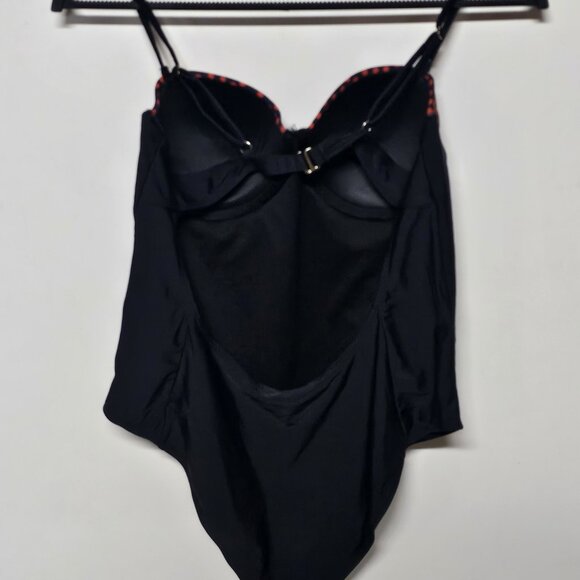 Donatella Ditsy Dot Seamed One Piece Swimsuit. Size XL. Black white and red in - Picture 3 of 5